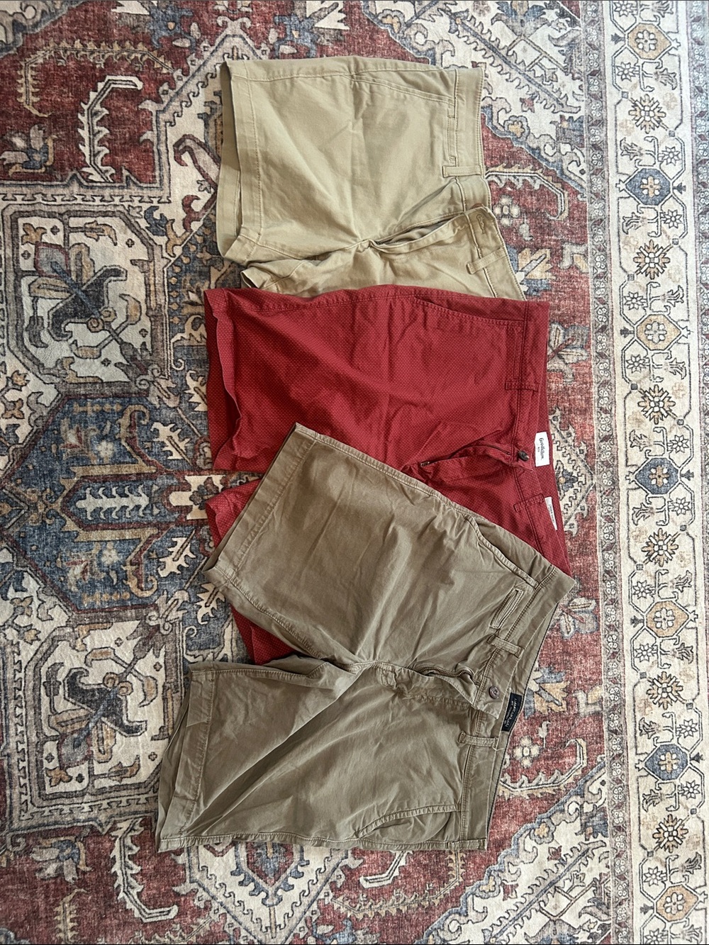 Sonoma Khaki/Tan Casual Shorts with Navy Waistband